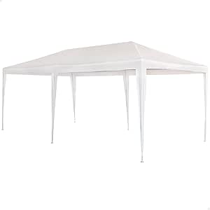 AKTIVE Garden 53992 - Cenador de Plástico Blanco 300 x 600 x 255 cm con Tubos de Acero